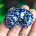 Sleeping Labrador resin figurine filled with blue lapis lazuli natural crystal stones - Lapis Lazuli