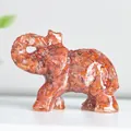 Lucky elephant resin statue made with natural red crystal stones and clear resin - Red Agate