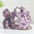 Handcrafted Amethyst crystal dragon turtle figurine made of natural resin and purple stone - Dreamy Purple