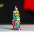 Colorful resin crystal pagoda figurine with vibrant flowing sand texture and tiered design - Colorful Shell