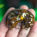 Sleeping Labrador resin figurine filled with tiger eye stones for desktop decoration - Tiger's Eye