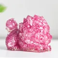 Pink resin crystal dragon turtle figurine decorative mystical animal statue - Dark Pink