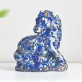 Lapis blue resin horse figurine with natural crystal stone fill and antique gold base - Lapis Lazuli