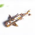 Artistic shark resin figurine with natural tiger eye stone inlay for home decoration - Tiger's Eye