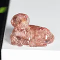 Figurine réaliste de Golden Retriever en résine de cristal fraise translucide - Quartz Fraise