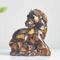 Tiger Eye crystal horse figurine crafted with resin and natural stones for home decor - Tiger's Eye