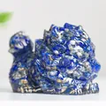 Deep blue lapis lazuli resin dragon turtle sculpture for desktop decoration - Lapis Lazuli