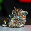 Three-legged fortune toad statue made of colorful resin and natural crystal stones - Ocean Jasper
