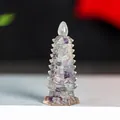Natural fluorite resin Wenchang pagoda crystal statue with purple and green textures - Colorful Fluorite