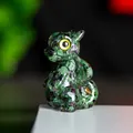 Estatua de dragón de cristal en zoisita rubí verde y púrpura para escritorio - Rubí Zoisita