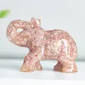 Pink crystal resin elephant figurine with strawberry quartz chips for home decor - Strawberry Quartz