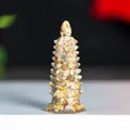 Resin crystal pagoda statue with yellow citrine and red agate stones for desk - Crazy Agate