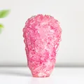 Pink natural crystal cabbage figurine handmade for wealth and lucky home decoration - Dark Pink