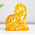 Amber crystal resin horse statue with decorative cracked texture for home decor - Citrine