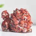 Red crushed crystal resin dragon turtle statue ornament with glossy finish - Red Jasper