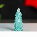Light blue resin crystal Wenchang Pagoda ornament for desk decoration in clear finish - Aquamarine