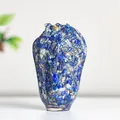 Deep blue and white natural crystal stone resin cabbage figurine for wealth and luck - Lapis Lazuli