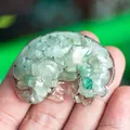 Handheld crystal resin labradorite dog figurine filled with green natural stones - Green Aventurine