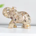 Elephant statue made of transparent resin with natural quartz and gold inclusions - Rutilated Quartz