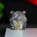 Three-legged fortune toad statue made of purple and green fluorite crystal resin - Colorful Fluorite