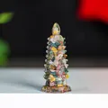 Wenchang Pagoda statue in colorful natural resin and crystal for desk decor - Ocean Jasper
