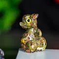 Escultura de dragón en cristal natural verde con resina pulida y alas para escritorio - Unakita