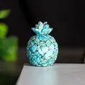 Handcrafted turquoise crystal resin pineapple figurine for desktop office decoration - Turquoise