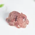 Statuina gatto ragno in resina rosa con pietre di ametista e trame dettagliate - Quarzo Fragola