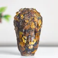 Natural tiger eye stone chips resin cabbage ornament with golden mineral textures - Tiger's Eye