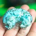 Sleeping labrador puppy figurine handcrafted with turquoise chips and clear resin - Turquoise