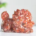 Resin dragon turtle figurine with red crystal stone chips for home desktop decor - Red Agate