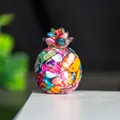 Colorful resin pineapple figurine with natural crystal inlay for desk decoration - Colorful Shell