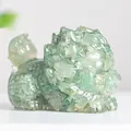 Translucent green resin dragon turtle figurine with natural crystal texture - Green Aventurine