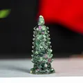 Ruby Zoisite crystal Wenchang pagoda statue with green and purple mineral textures - Ruby Zoisite