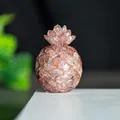 Pink strawberry crystal pineapple resin figurine desktop ornament for home office decor - Strawberry Quartz