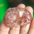 Sleeping Labrador resin dog figurine filled with natural strawberry crystal quartz - Strawberry Quartz
