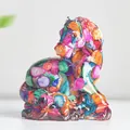 Artistic horse figurine made of clear resin filled with colorful natural crystal stones - Colorful Shell