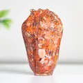 Translucent orange-red crystal cabbage ornament made of resin and natural crushed stone - Red Agate