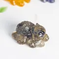 Ornamento gatto-ragno in resina e cristallo con labradorite naturale grigia intagliata - Labradorite Nera