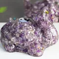 Purple resin crystal dragon turtle figurine with Yin Yang symbol and stone texture - Dreamy Purple