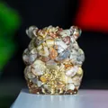 Lucky hamster figurine made of natural crystal resin with golden Fu and Jixiang carvings - Crazy Agate