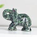 Natural ruby zoisite crystal elephant figurine with upright trunk for desktop decor - Ruby Zoisite