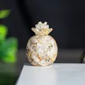 Golden pineapple crystal ornament with natural rutilated quartz needles for desk decor - Rutilated Quartz