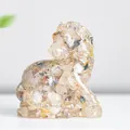 Success horse statue made of resin filled with natural citrine and obsidian crystals - Rutilated Quartz