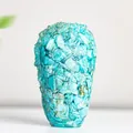 Handmade turquoise crystal cabbage figurine ornament with crushed natural stones - Turquoise