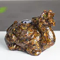 Tiger Eye stone dragon turtle figurine with Tai Chi symbol for Feng Shui decor - Tiger's Eye