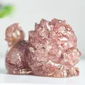 Pink strawberry crystal resin dragon turtle statue figurine for tabletop decoration - Strawberry Quartz