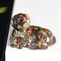 Figurine de chien Golden Retriever en pierres de cristal naturel et résine - Pierre Sang de Dragon