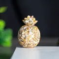 Resin pineapple sculpture with warm amber crystal stones for desktop home decoration - Crazy Agate