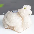 Figurine de tortue dragon en cristal blanc avec symbole Tai Chi et résine - Cristal blanc